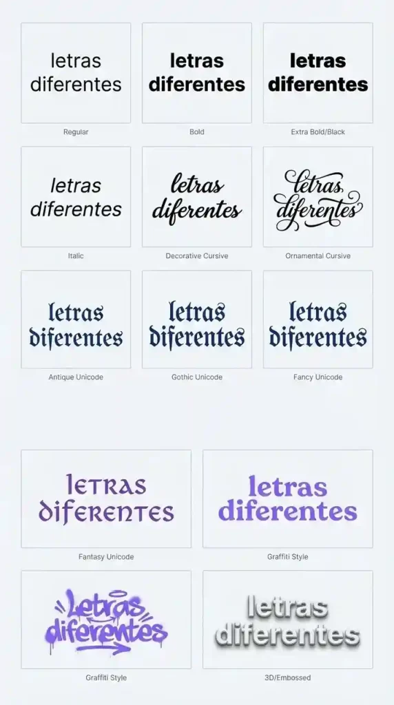Letras Diferentes | Letras ꧁༺𝔹𝕠𝕟𝕚𝕥𝕒𝕤༻꧂ & Personalizadas 3 Diversos estilos de fonte para copiar e usar.