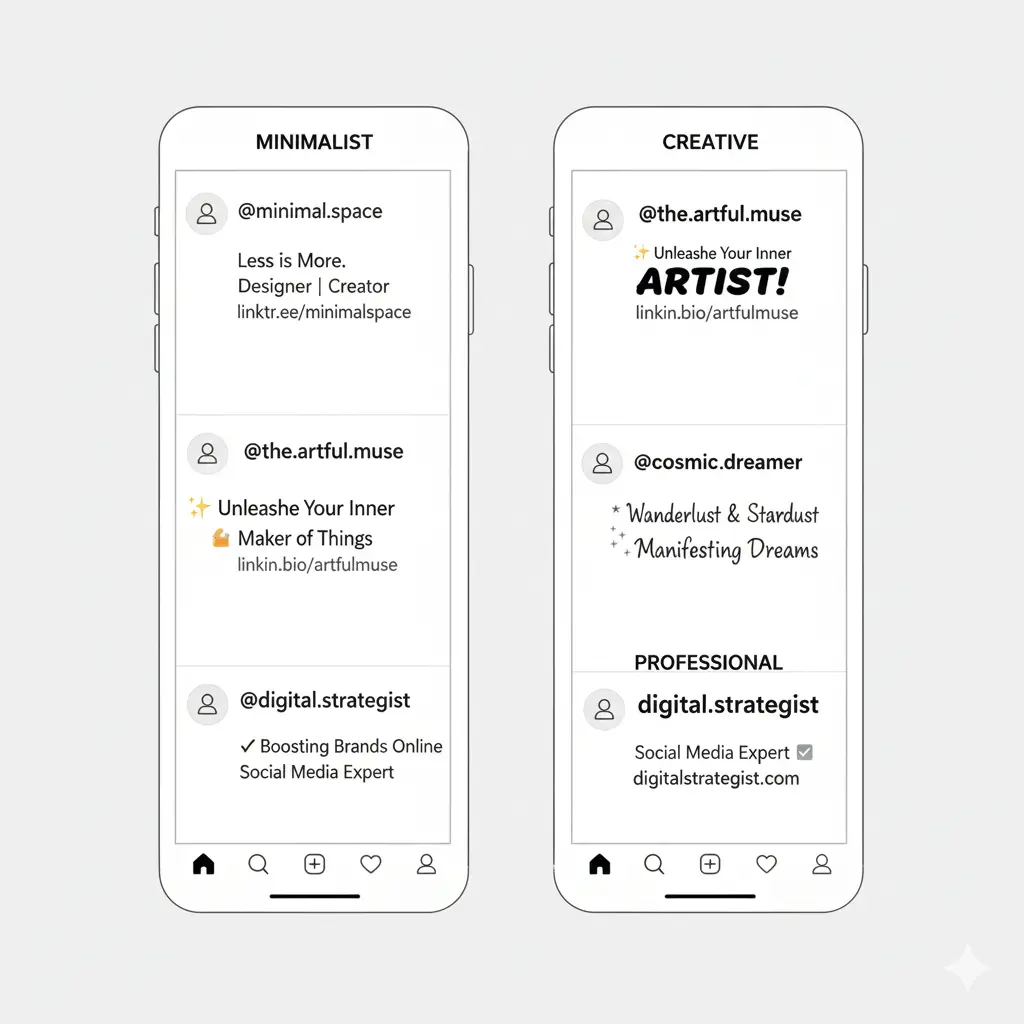 Fontes Para Instagram 5 Perfil do Instagram mostrando fontes estilizadas usadas em títulos, nomes e destaques do perfil