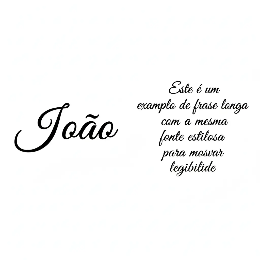 Letras Diferentes | Letras ꧁༺𝔹𝕠𝕟𝕚𝕥𝕒𝕤༻꧂ & Personalizadas 4 Comparação de letras estilosas: texto curto 'João' fácil de ler versus frase longa 'Este é um exemplo de frase longa com a mesma fonte estilosa para mostrar legibilidade' difícil de ler.